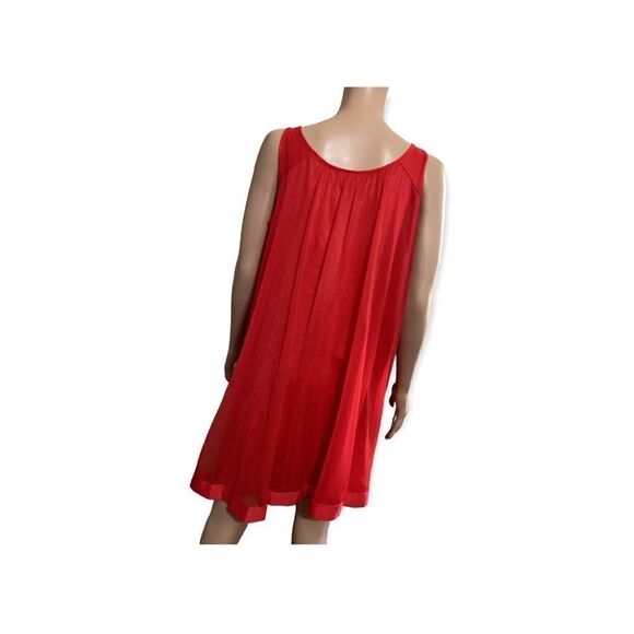 VINTAGE 60s GAYMODE red sheer embroidered gown M - Picture 2 of 7